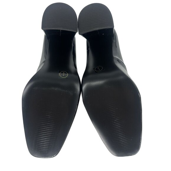 Steve Madden Black Patent Synthetic Leather Square Toe Chunky Block Heel Shoe 7M - Picture 7 of 8